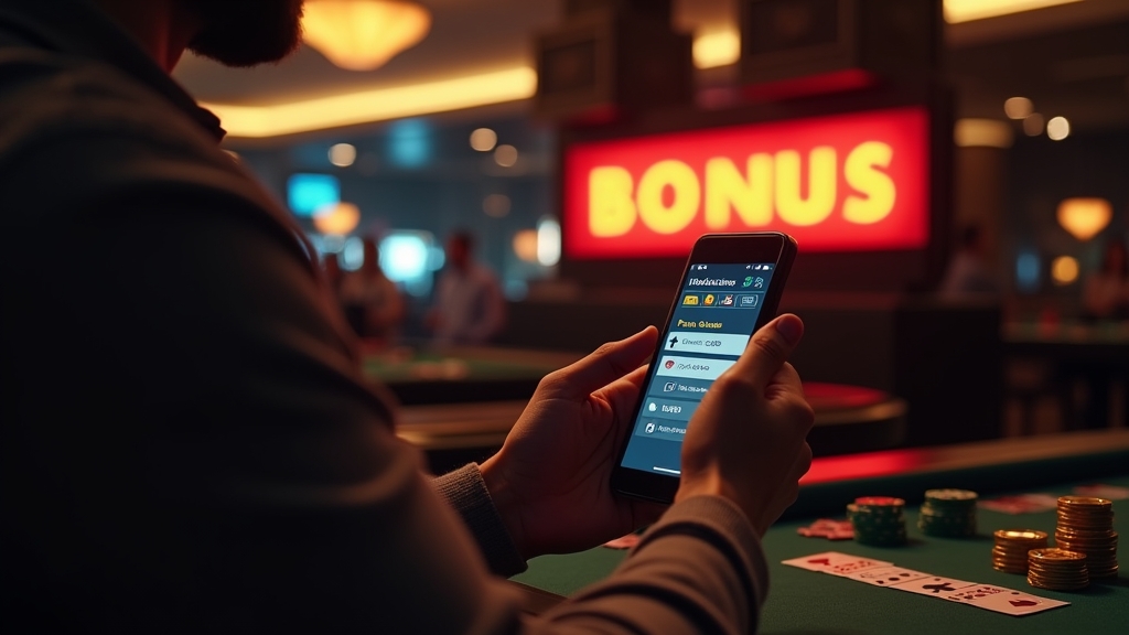 Pantalla de bienvenida de casino con bono promocional y campos de código en un móvil