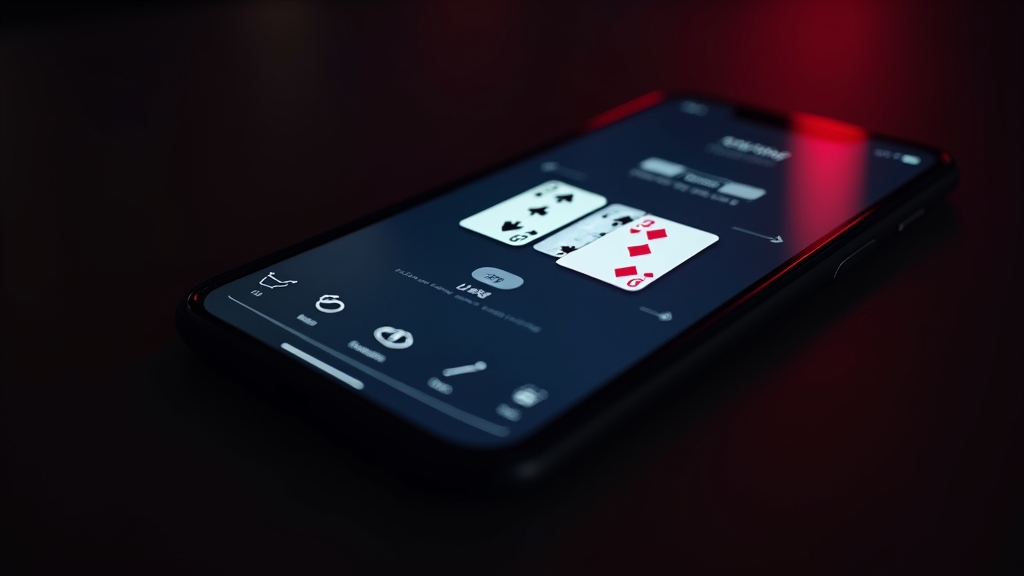 Móvil con interfaz de casino en un entorno oscuro y elegante
